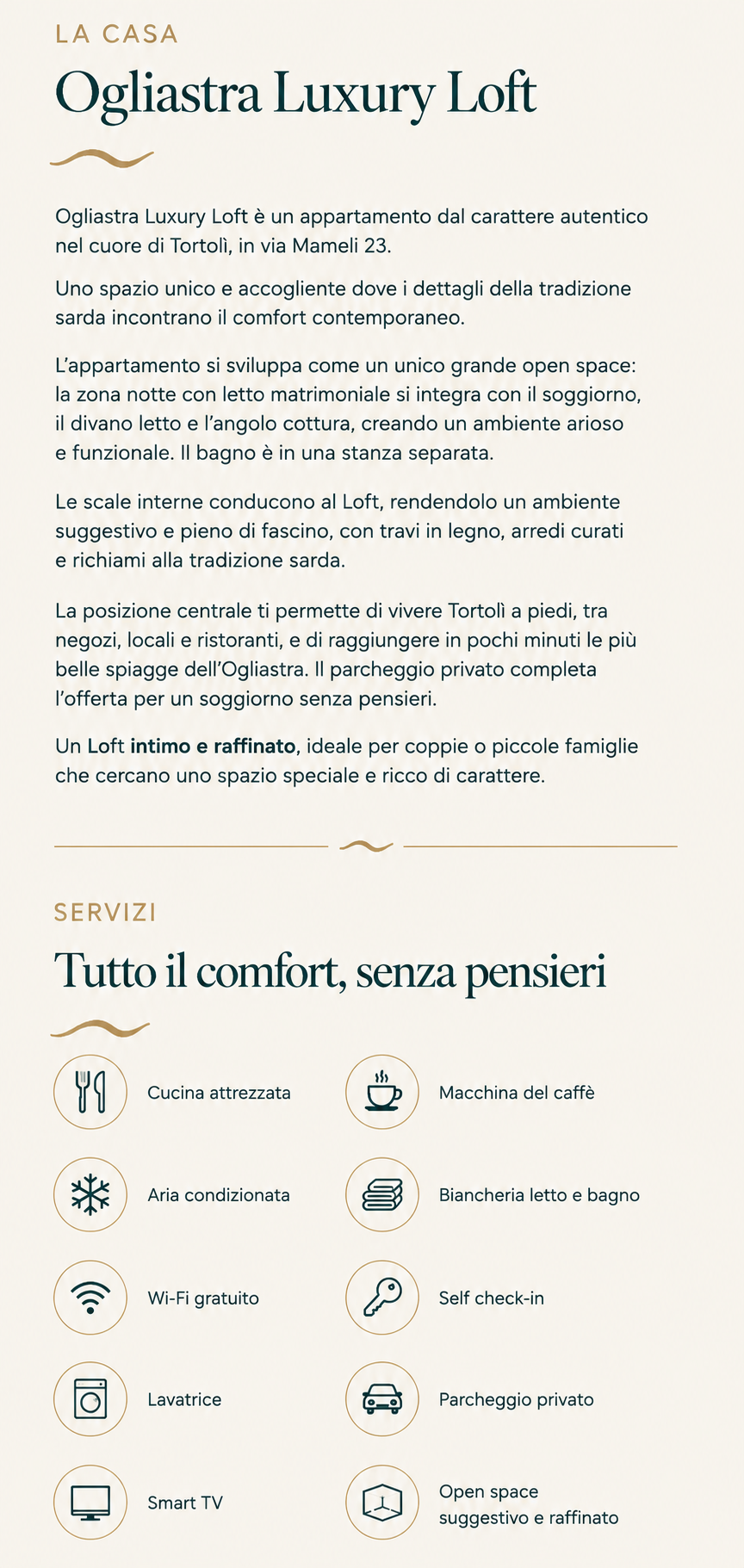 mobile elenco servizi loft